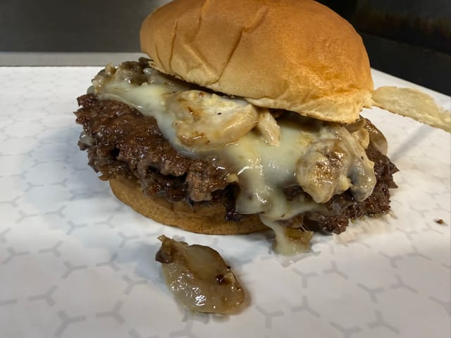 Mushroom Swiss Burger.
