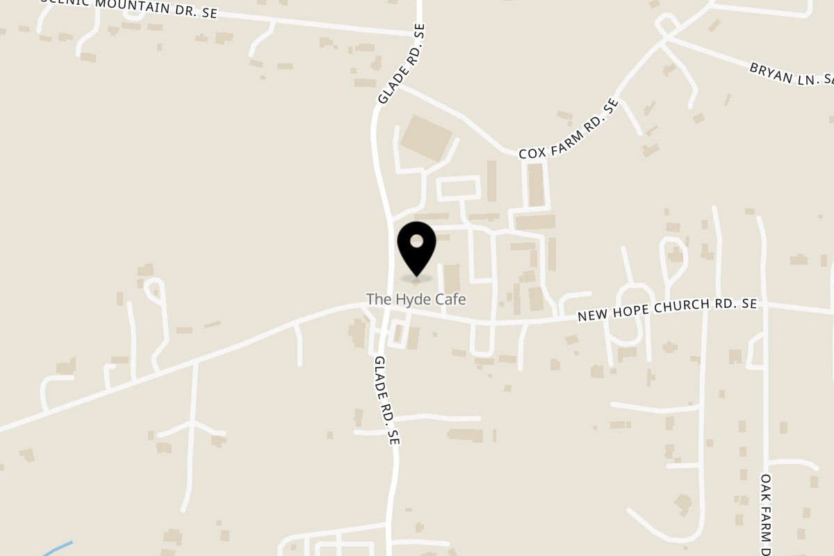 Map showing the location of The Hyde Out Grill on 6674 Allatoona Gtwy in Acworth